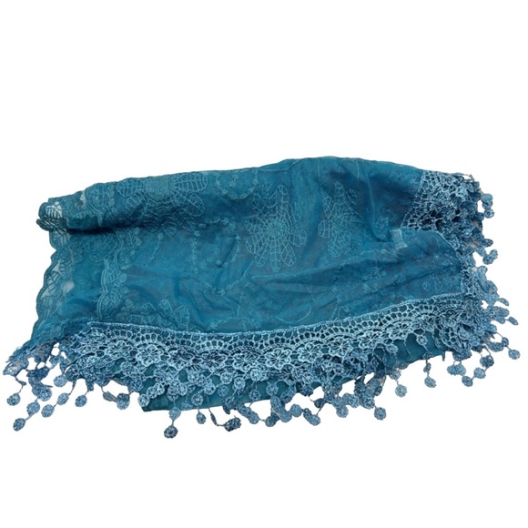 Embroidered Stole - Turquoise - Picture 4 of 11